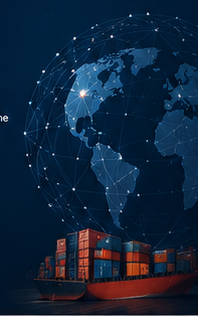 Digitaler Globus und Containerlogistik